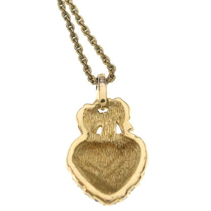 Dior Heart Motif Line Stone Necklace Pendant Chain Gold Black — view 5