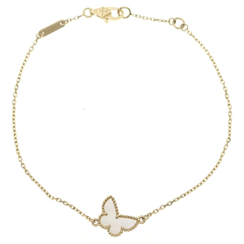 Van Cleef & Arpels Sweet Alhambra Papillon Mother of Pearl Bracelet 18k Yellow