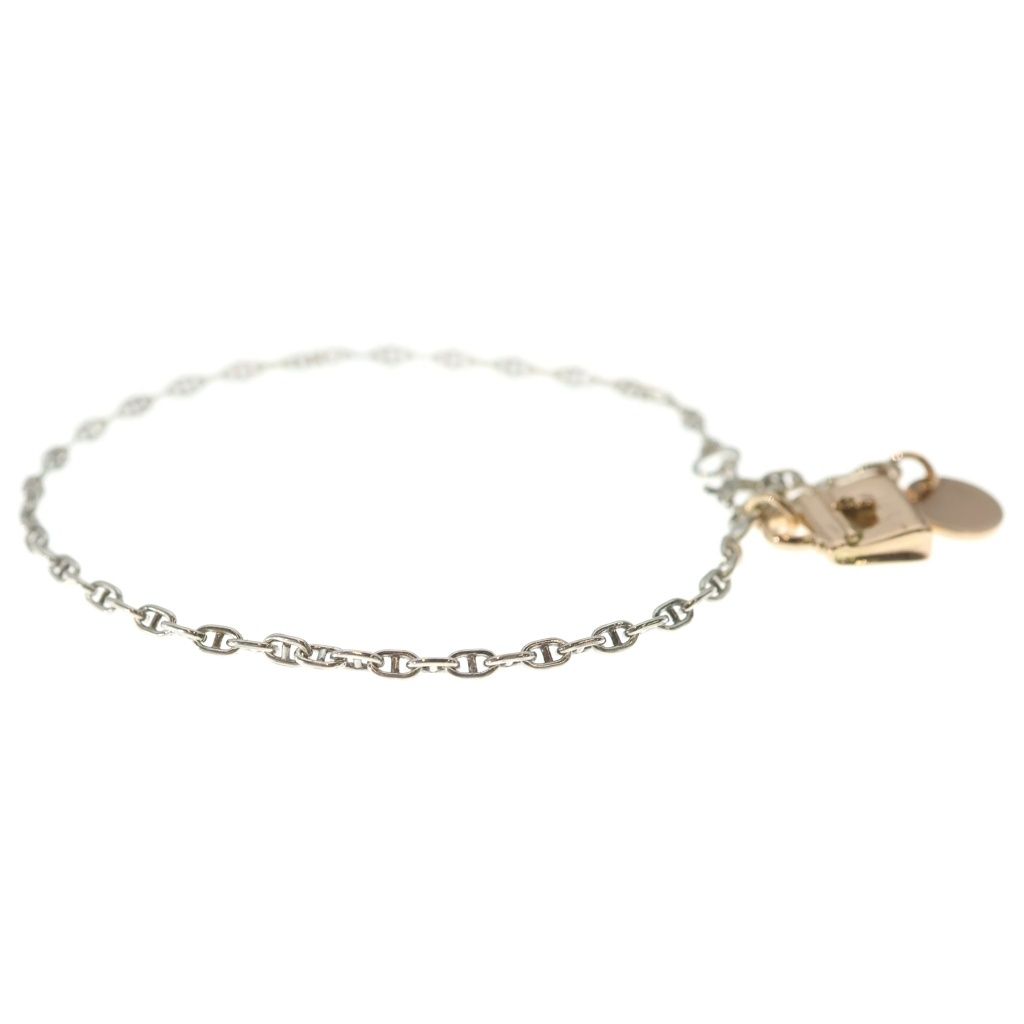 Hermes Kelly Charm Chaine D'ancre Bracelet Silver Pink Gold 750 — view 3