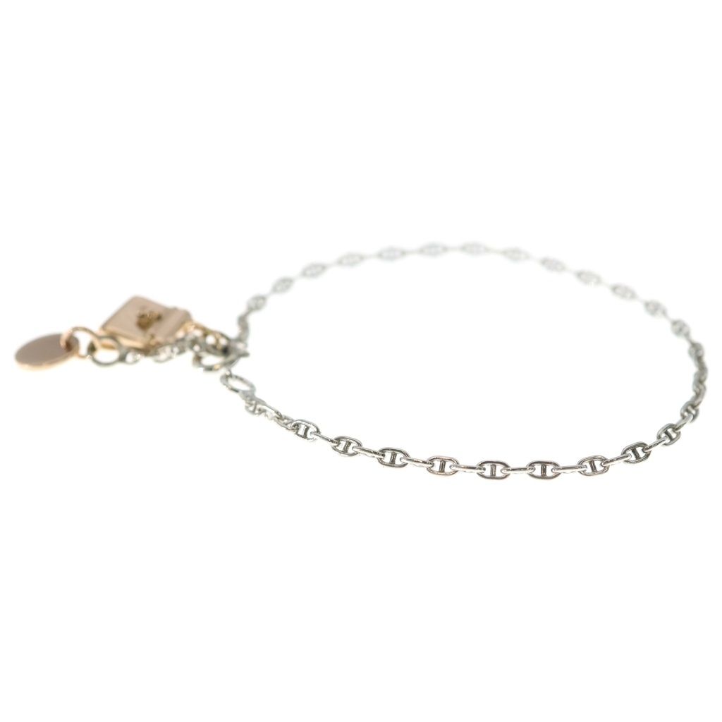 Hermes Kelly Charm Chaine D'ancre Bracelet Silver Pink Gold 750 — view 4
