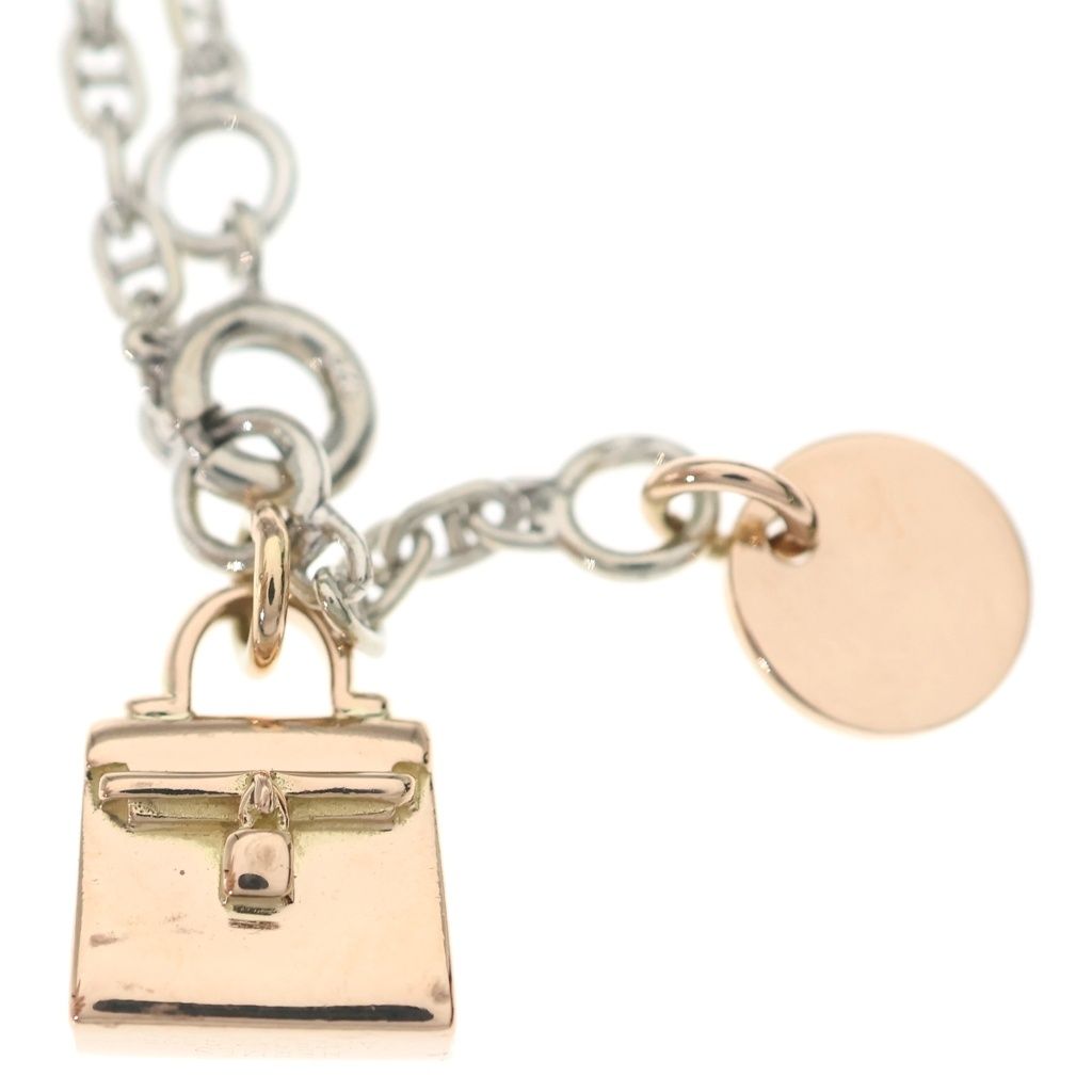 Hermes Kelly Charm Chaine D'ancre Bracelet Silver Pink Gold 750 — view 5