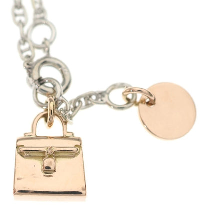 Hermes Kelly Charm Chaine D'ancre Bracelet Silver Pink Gold 750 — view 5