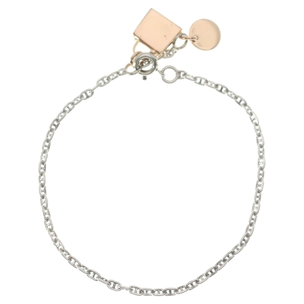 Hermes Kelly Charm Chaine D'ancre Bracelet Silver Pink Gold 750 — view 2
