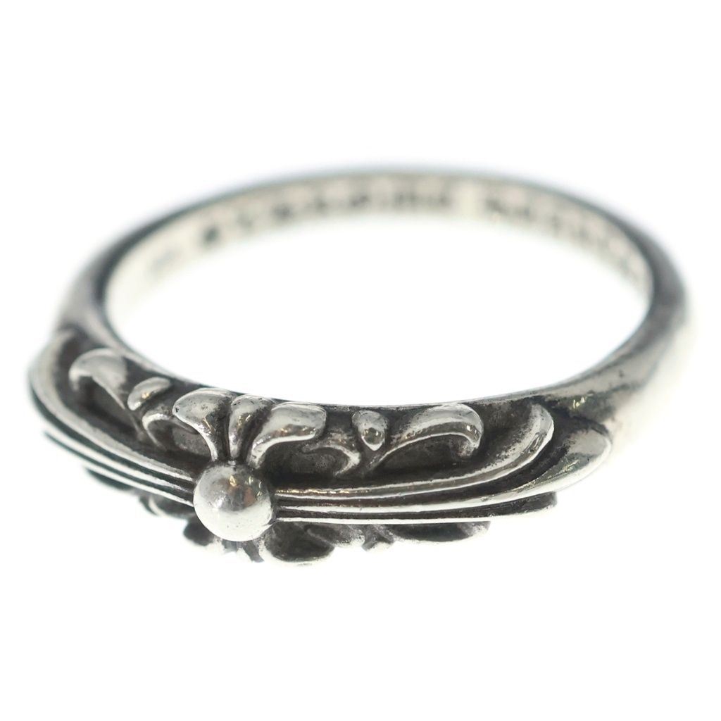 Chrome Hearts Baby Classic Floral Black Sling Silver Ring