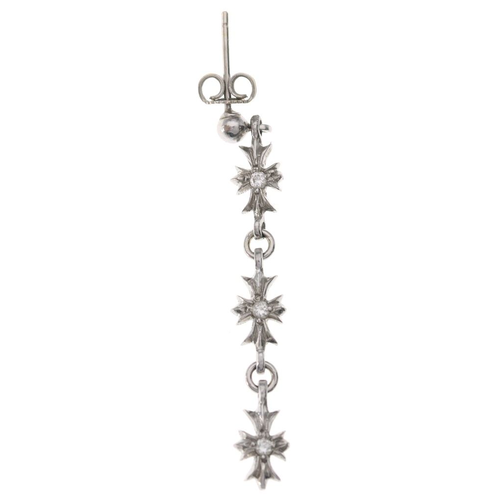 Chrome Hearts Tiny CH Pls 3 Ech Plus 3 Drop 3 Diamond Earrings White Gold — view 2