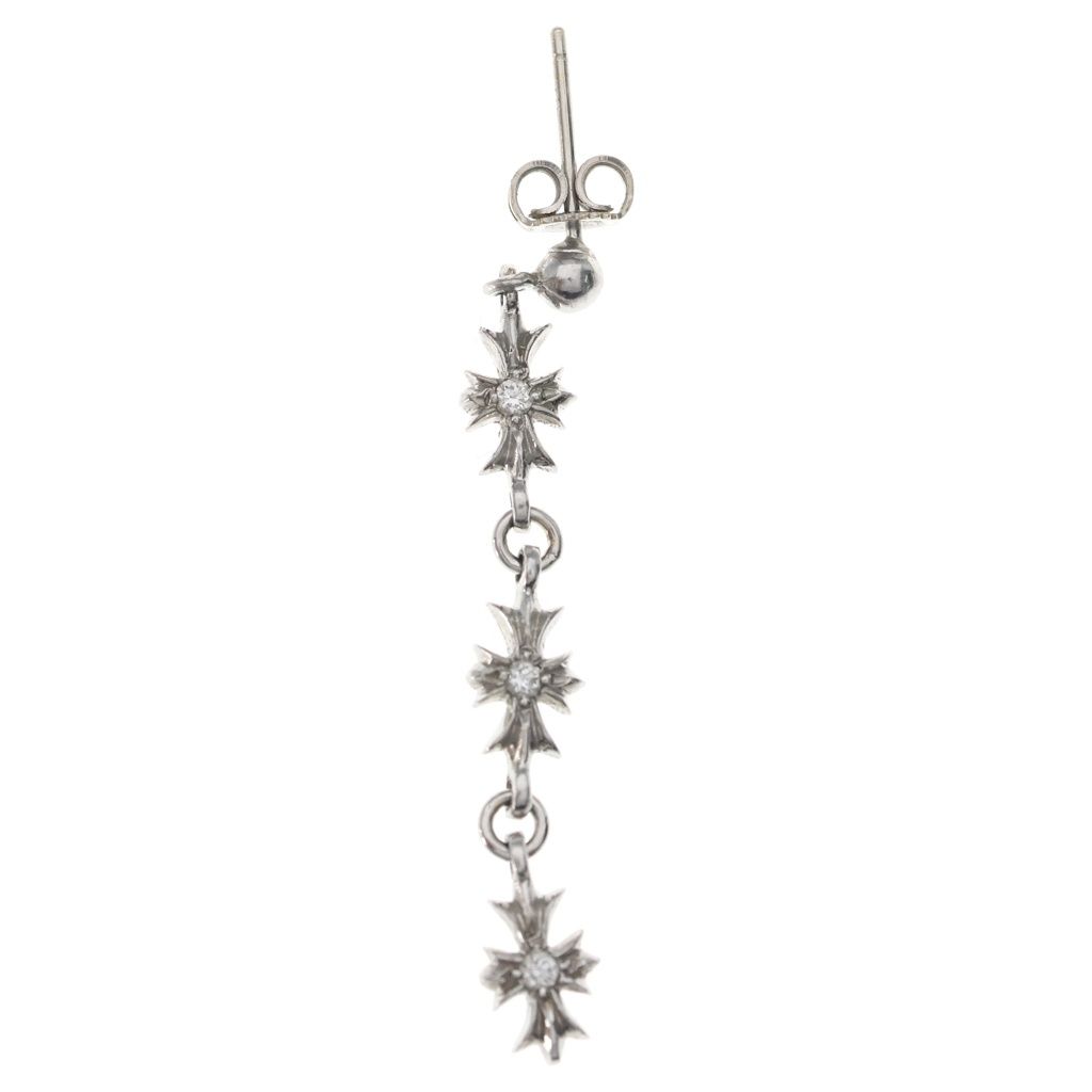 Chrome Hearts Tiny CH Pls 3 Ech Plus 3 Drop 3 Diamond Earrings White Gold
