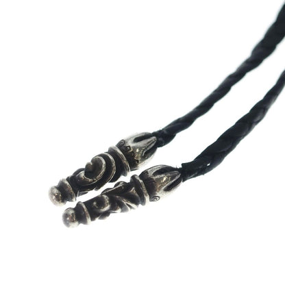 Chrome Hearts Leather Braid Scroll Necklace Black Silver — view 4