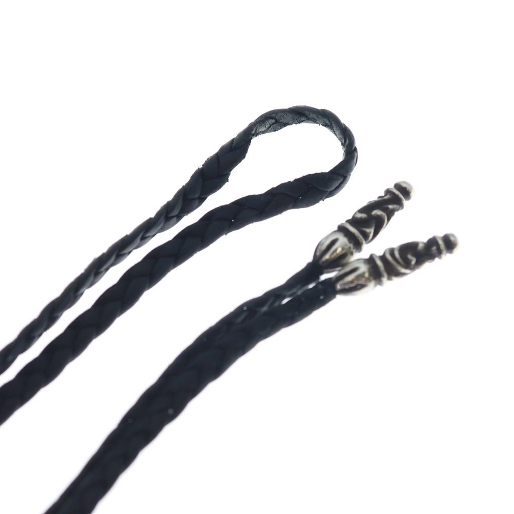 Chrome Hearts Leather Braid Scroll Necklace Black Silver — view 6