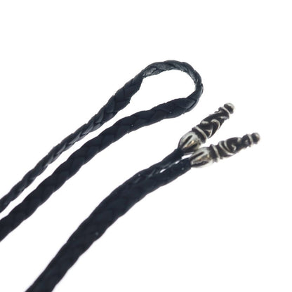 Chrome Hearts Leather Braid Scroll Necklace Black Silver — view 6