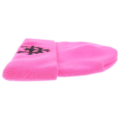 Chrome Hearts Cemetery Cross Beanie Neon Pink Patch Knit Hat — view 3
