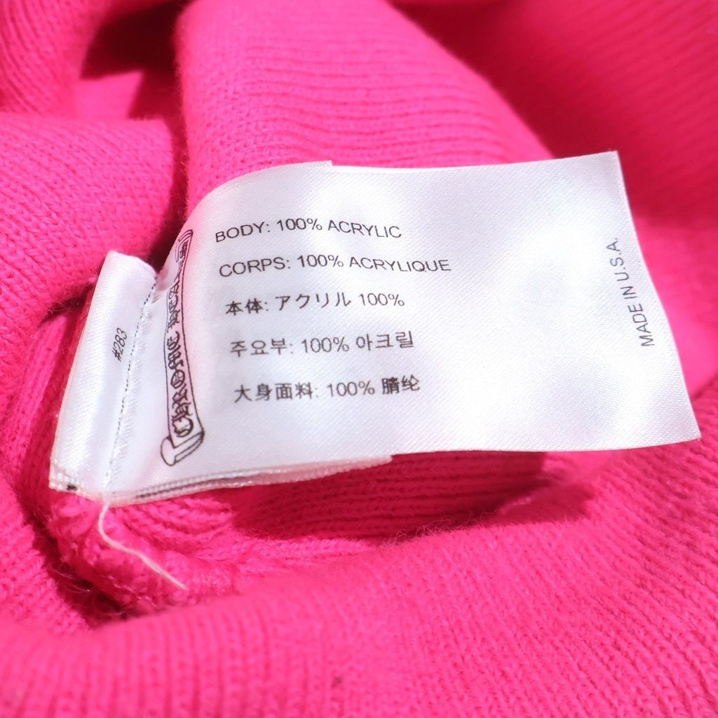 Chrome Hearts Cemetery Cross Beanie Neon Pink Patch Knit Hat — view 8
