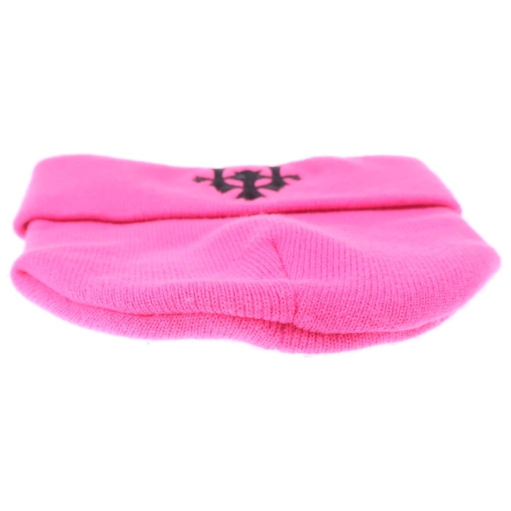 Chrome Hearts Cemetery Cross Beanie Neon Pink Patch Knit Hat — view 5