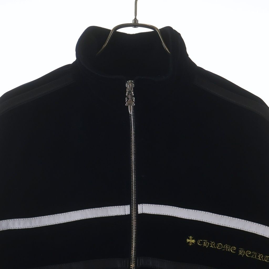 Chrome Hearts Velvet Track Jacket Logo Embroidery Velour Navy — view 3