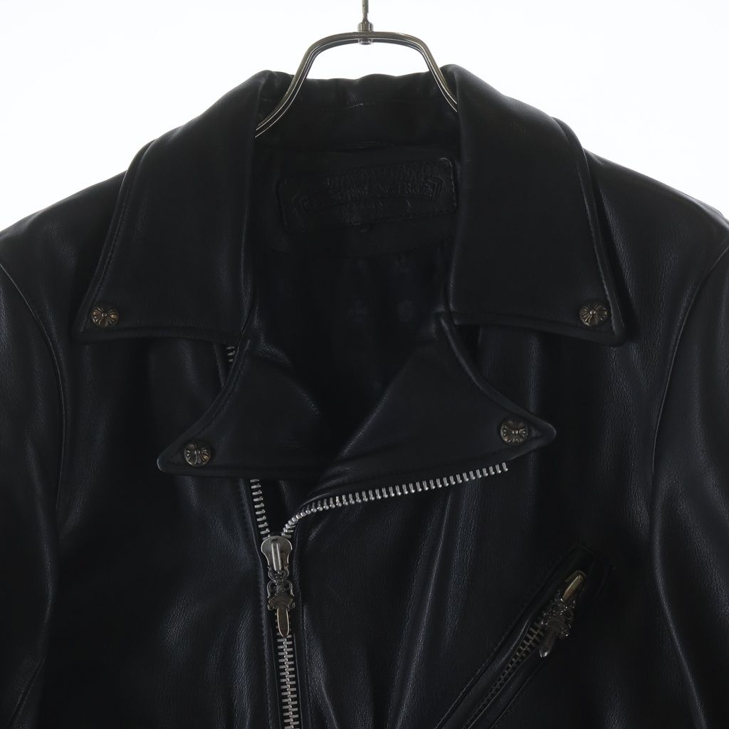 Chrome Hearts JJ Dean Daga Zip Rider's Jacket Leather Black — view 3