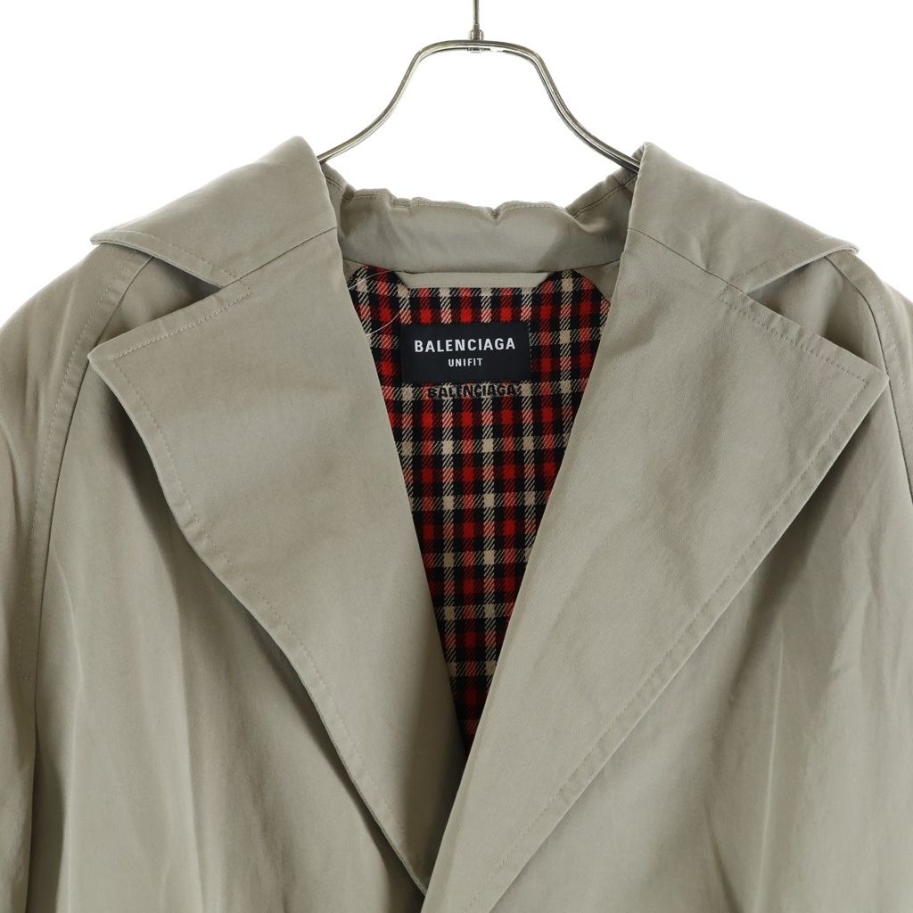 Balenciaga Oversized Trench Coat Oversize Lining Check Long Beige — view 3