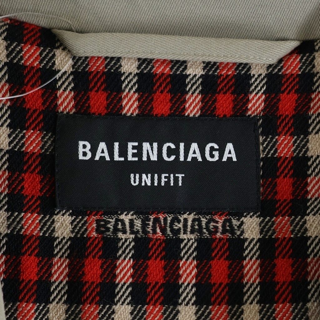 Balenciaga Oversized Trench Coat Oversize Lining Check Long Beige — view 6