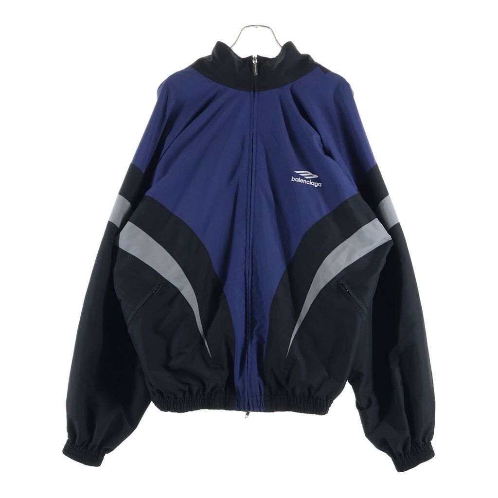 Balenciaga Sports Icon Off Shoulder Tracksuit Off Track Jacket Zip Up Black Blue
