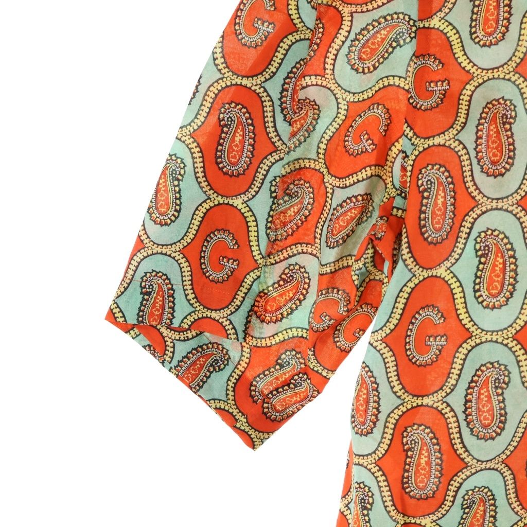 Gucci Paisley Linen All Over Pattern Shirt Short Sleeve Orange — view 4