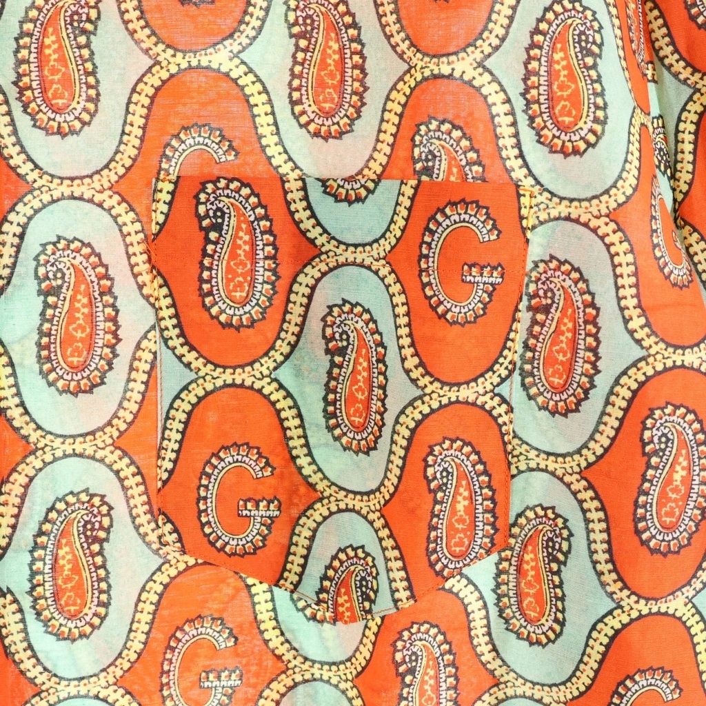 Gucci Paisley Linen All Over Pattern Shirt Short Sleeve Orange — view 5