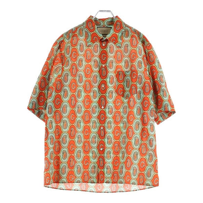 Gucci Paisley Linen All Over Pattern Shirt Short Sleeve Orange