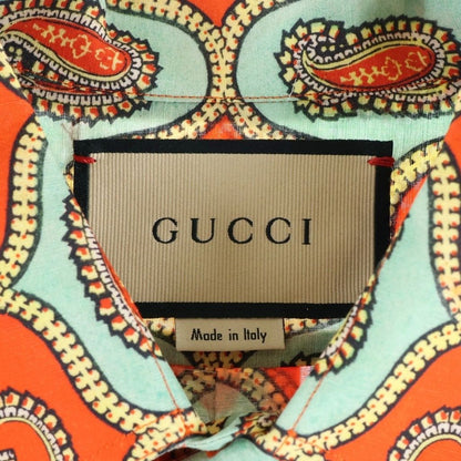 Gucci Paisley Linen All Over Pattern Shirt Short Sleeve Orange — view 6