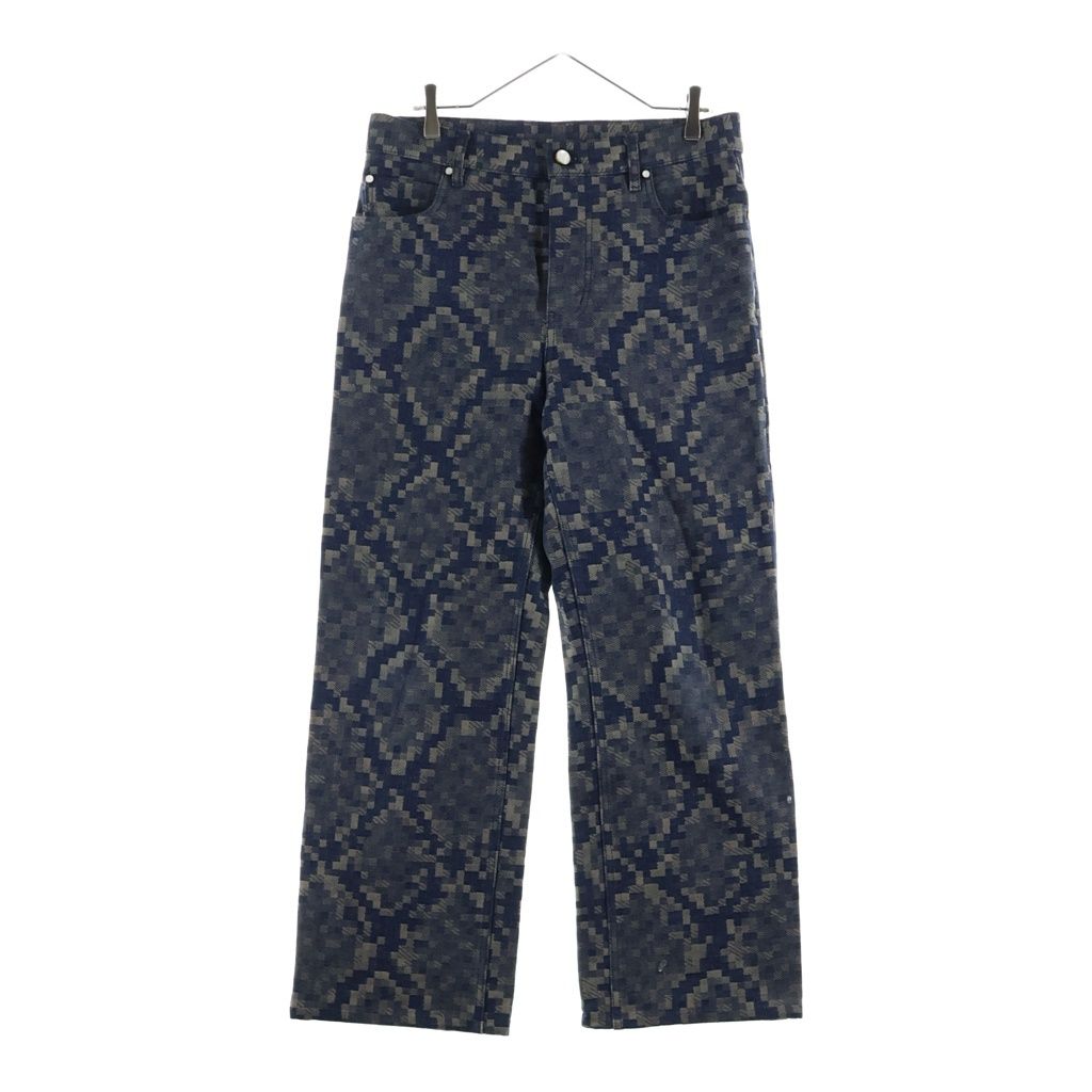 Louis Vuitton Damier Cotton Straight Pants Blue Brown Scr