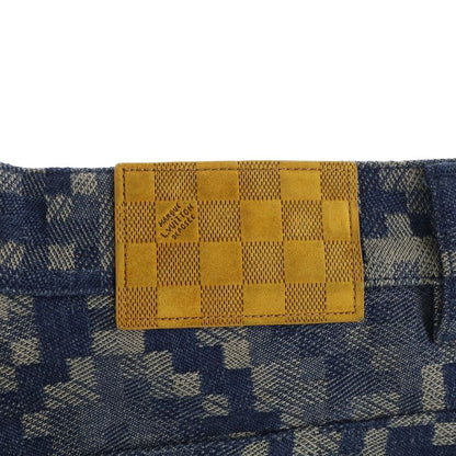 Louis Vuitton Damier Cotton Straight Pants Blue Brown Scr — view 5