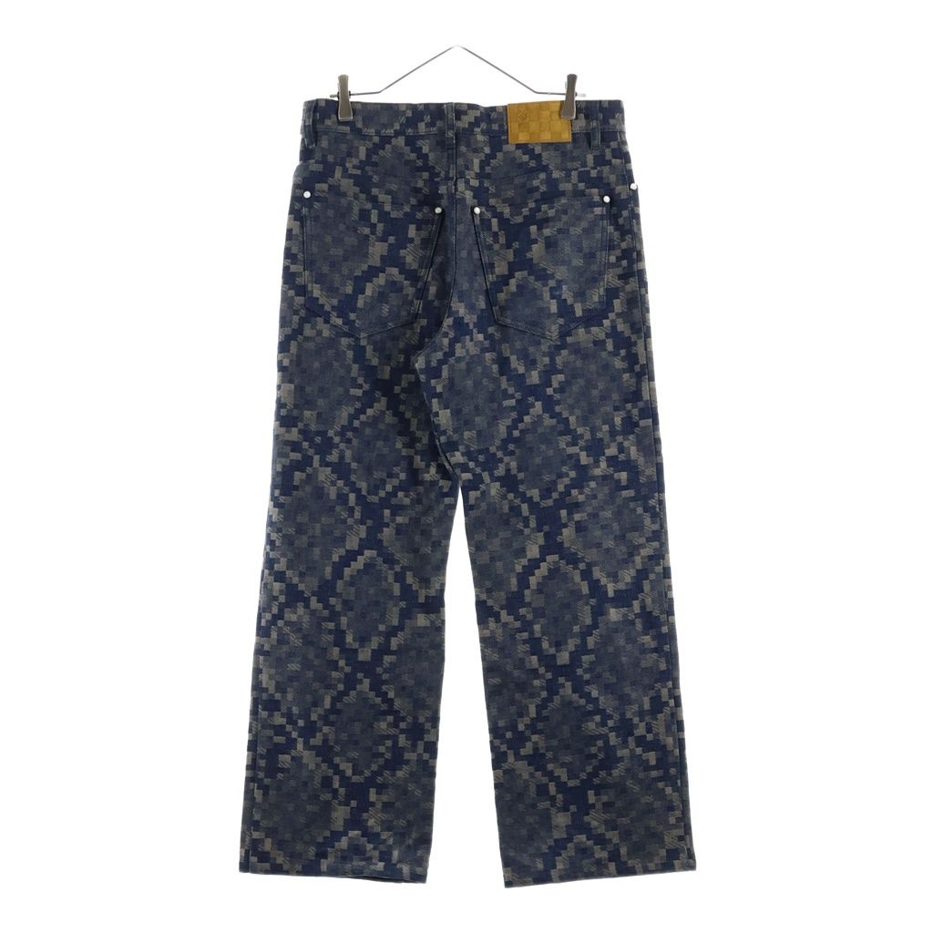 Louis Vuitton Damier Cotton Straight Pants Blue Brown Scr — view 2