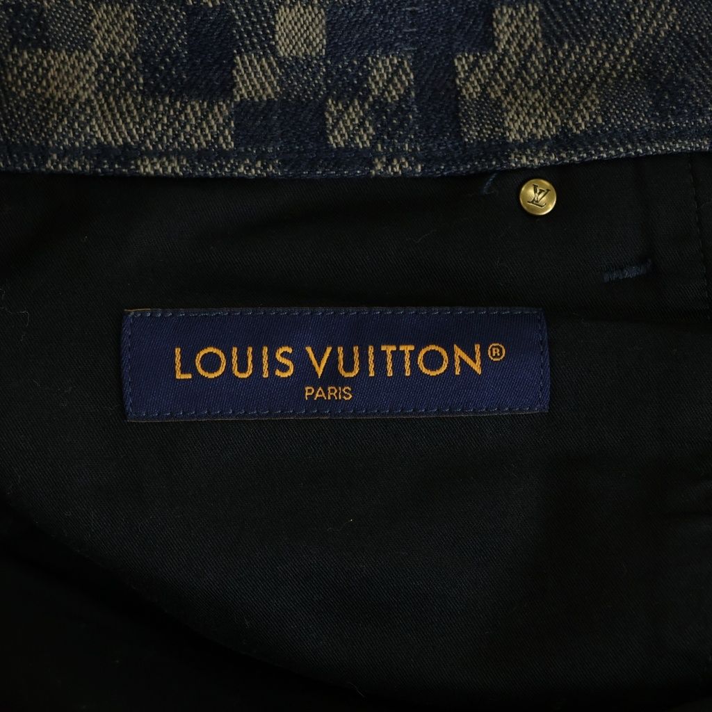 Louis Vuitton Damier Cotton Straight Pants Blue Brown Scr — view 6