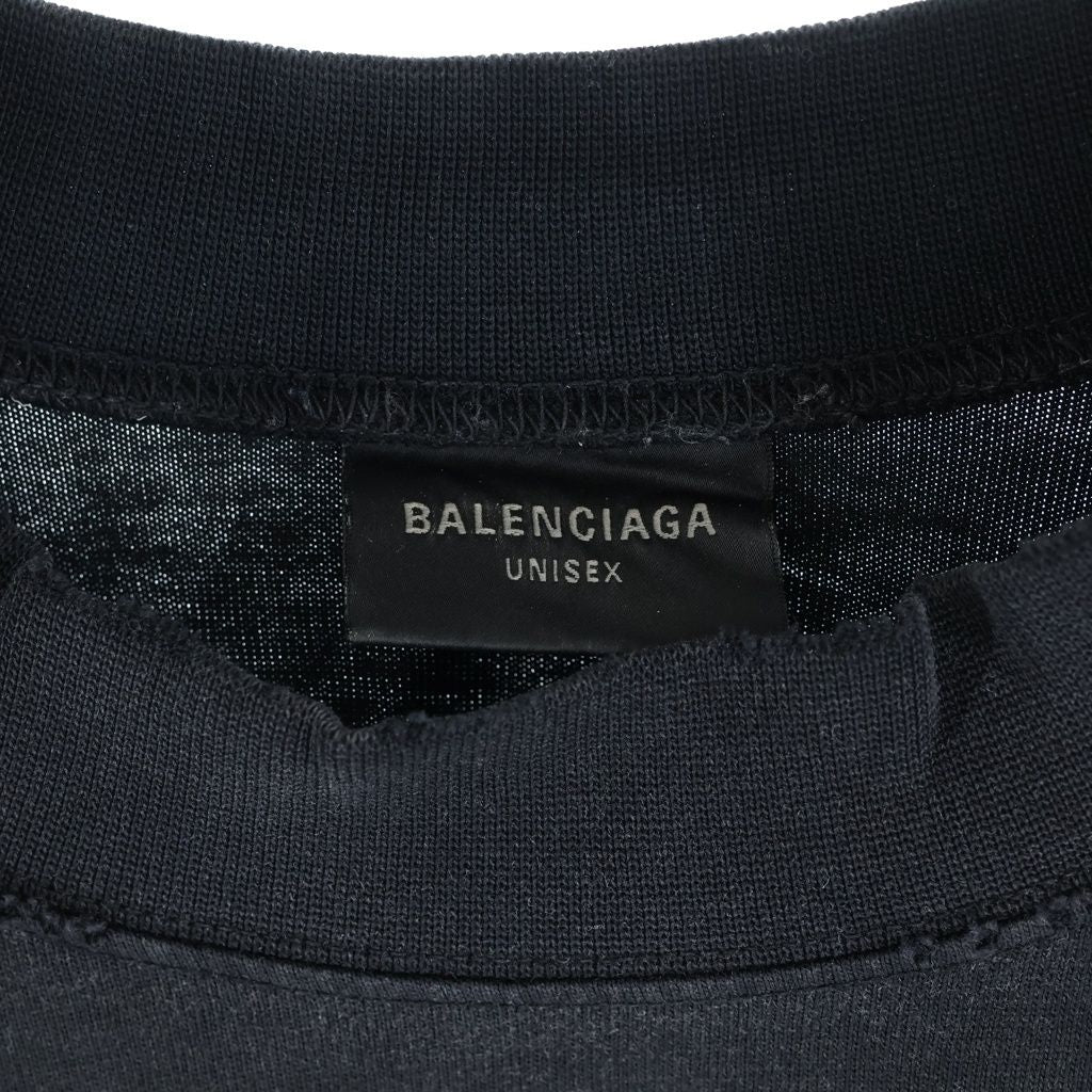 Balenciaga ZL S Double Front T-shirts Paris Print Long Sleeve T-Shirt Black — view 6