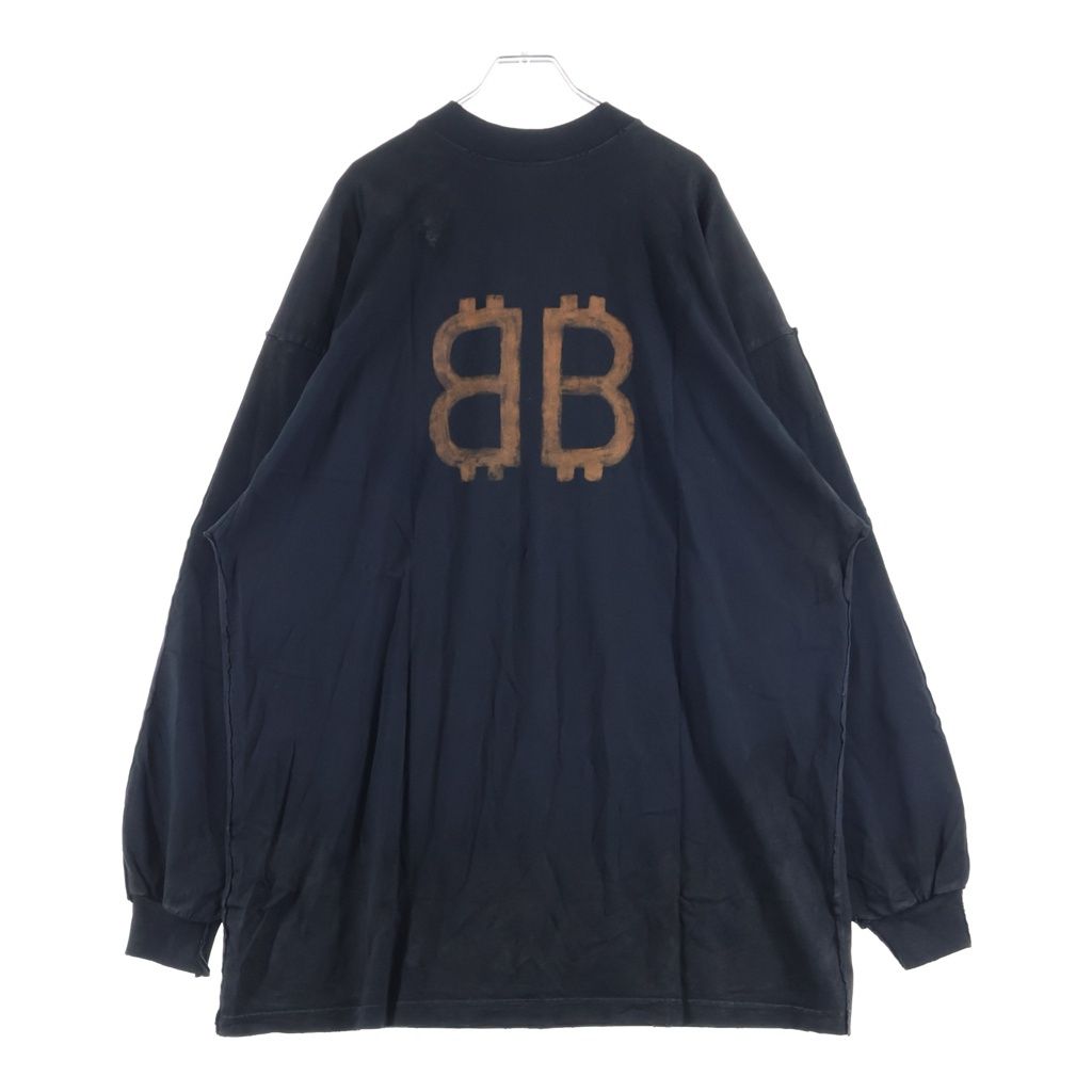 Balenciaga ZL S Double Front T-shirts Paris Print Long Sleeve T-Shirt Black — view 2