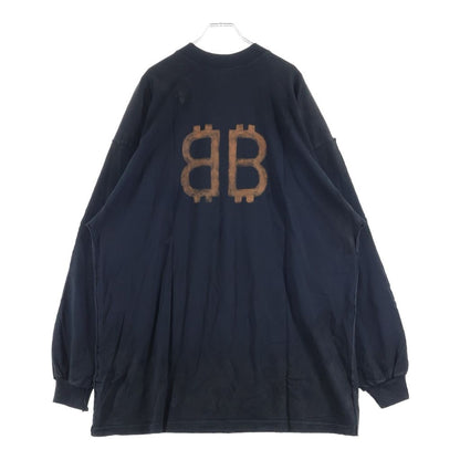 Balenciaga ZL S Double Front T-shirts Paris Print Long Sleeve T-Shirt Black — view 2