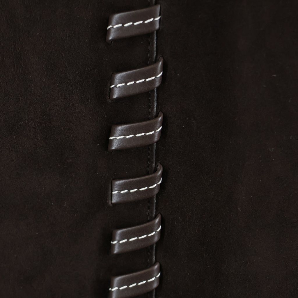 Hermes Double Face Suede Leather Coat Long Dark Brown — view 7