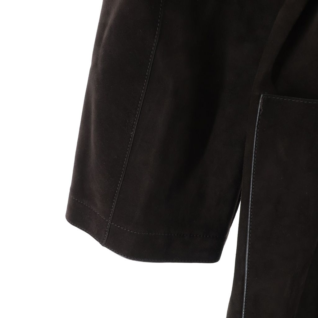 Hermes Double Face Suede Leather Coat Long Dark Brown — view 6