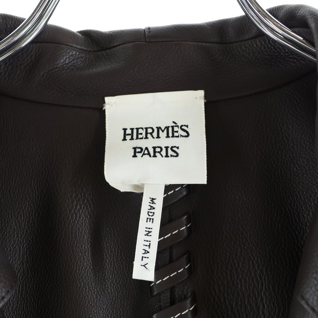 Hermes Double Face Suede Leather Coat Long Dark Brown — view 8