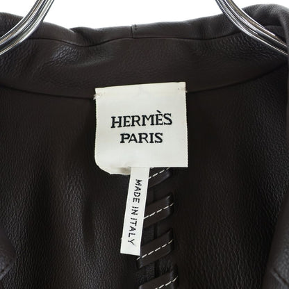 Hermes Double Face Suede Leather Coat Long Dark Brown — view 8