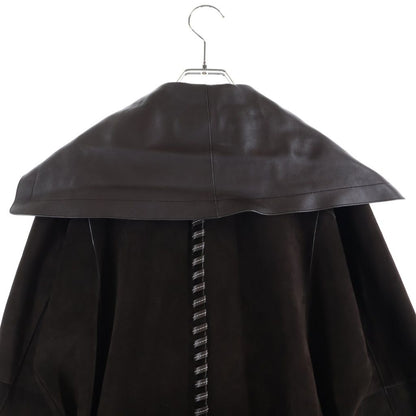 Hermes Double Face Suede Leather Coat Long Dark Brown — view 4