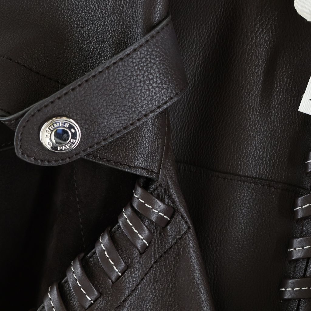 Hermes Double Face Suede Leather Coat Long Dark Brown — view 5