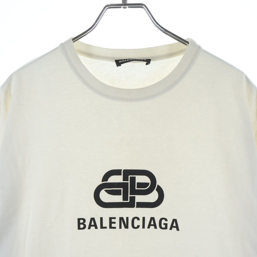 Balenciaga BB Logo Print Short Sleeve Crew Neck T-Shirt White — view 3