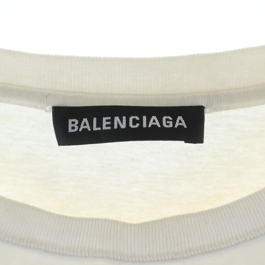 Balenciaga BB Logo Print Short Sleeve Crew Neck T-Shirt White — view 6