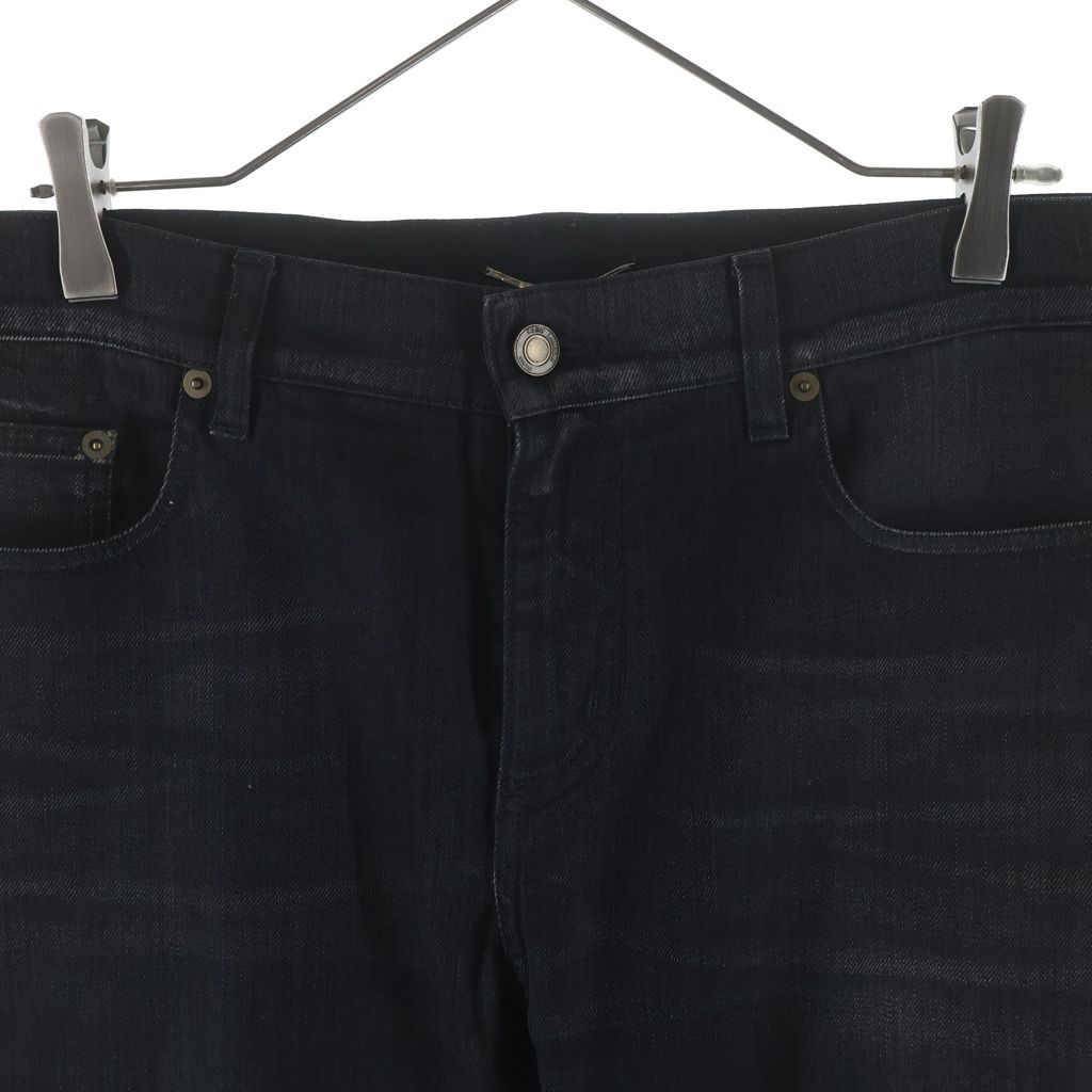Saint Laurent Paris Logo Patch Zip Fly Stretch Skinny Pants Denim Black — view 3