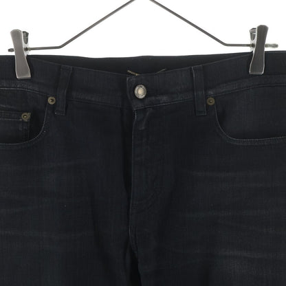 Saint Laurent Paris Logo Patch Zip Fly Stretch Skinny Pants Denim Black — view 3
