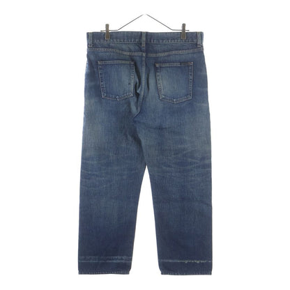 Saint Laurent Paris Logo Patch Button Fly Wide Pants Denim Indigo — view 2