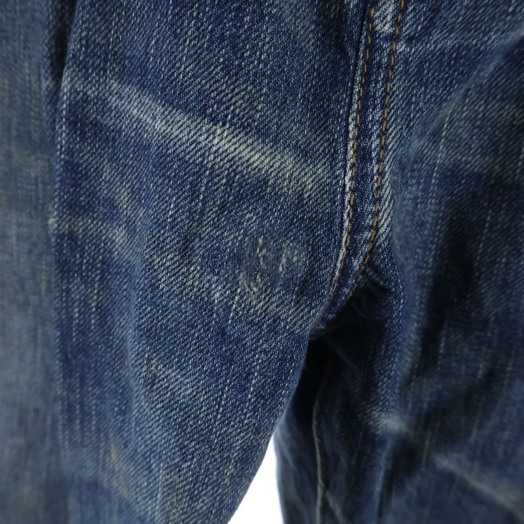 Saint Laurent Paris Logo Patch Button Fly Wide Pants Denim Indigo — view 3