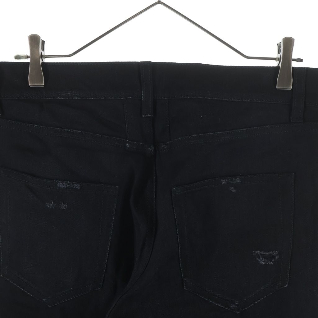 Saint Laurent Paris Logo Patch Zip Fly Distressed Skinny Pants Denim Black — view 4