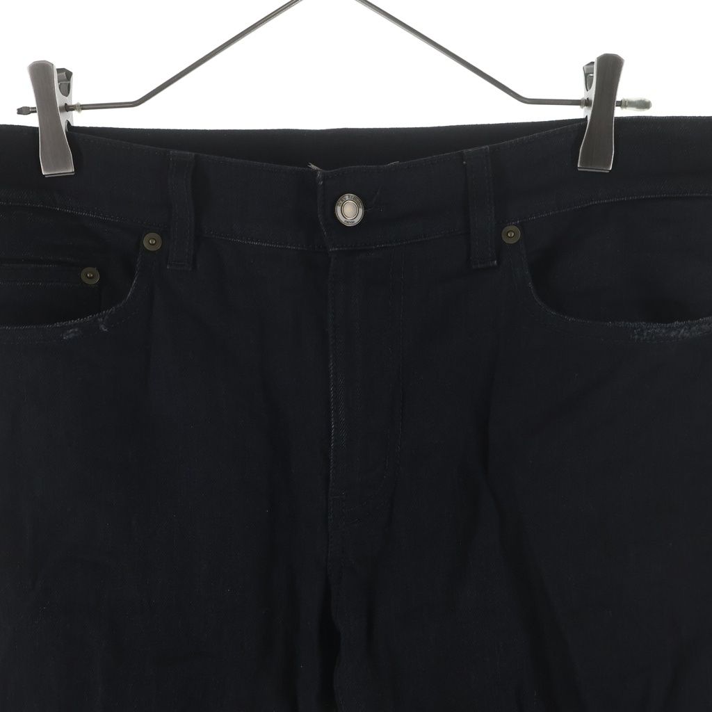 Saint Laurent Paris Logo Patch Zip Fly Distressed Skinny Pants Denim Black — view 3