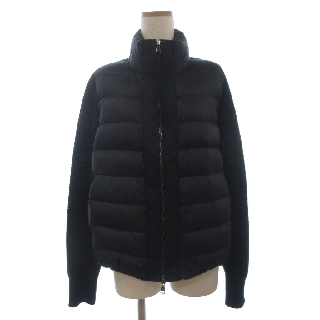 Moncler Maglione Cardigan Down Jacket Full Zip Knit Contrast Black