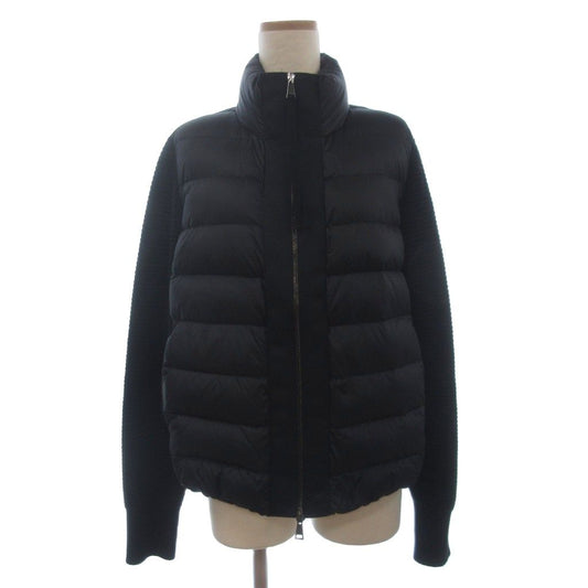 Moncler Maglione Cardigan Down Jacket Full Zip Knit Contrast Black