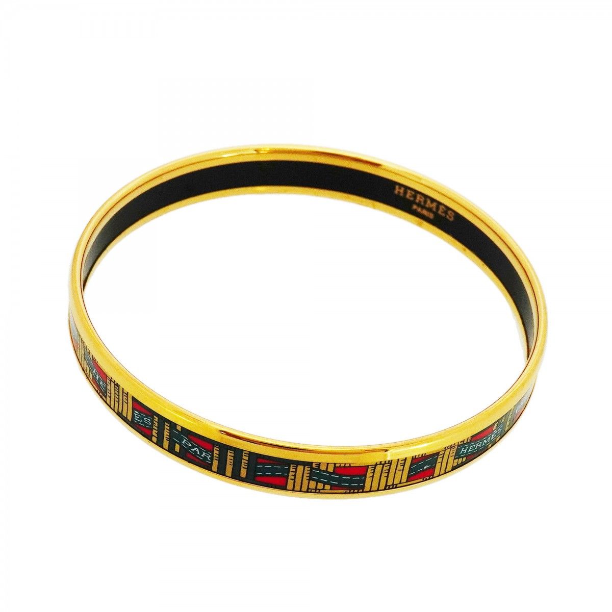 Hermes Bangle Enamel PM Gold Plated Cloisonne Multicolor Bracelet