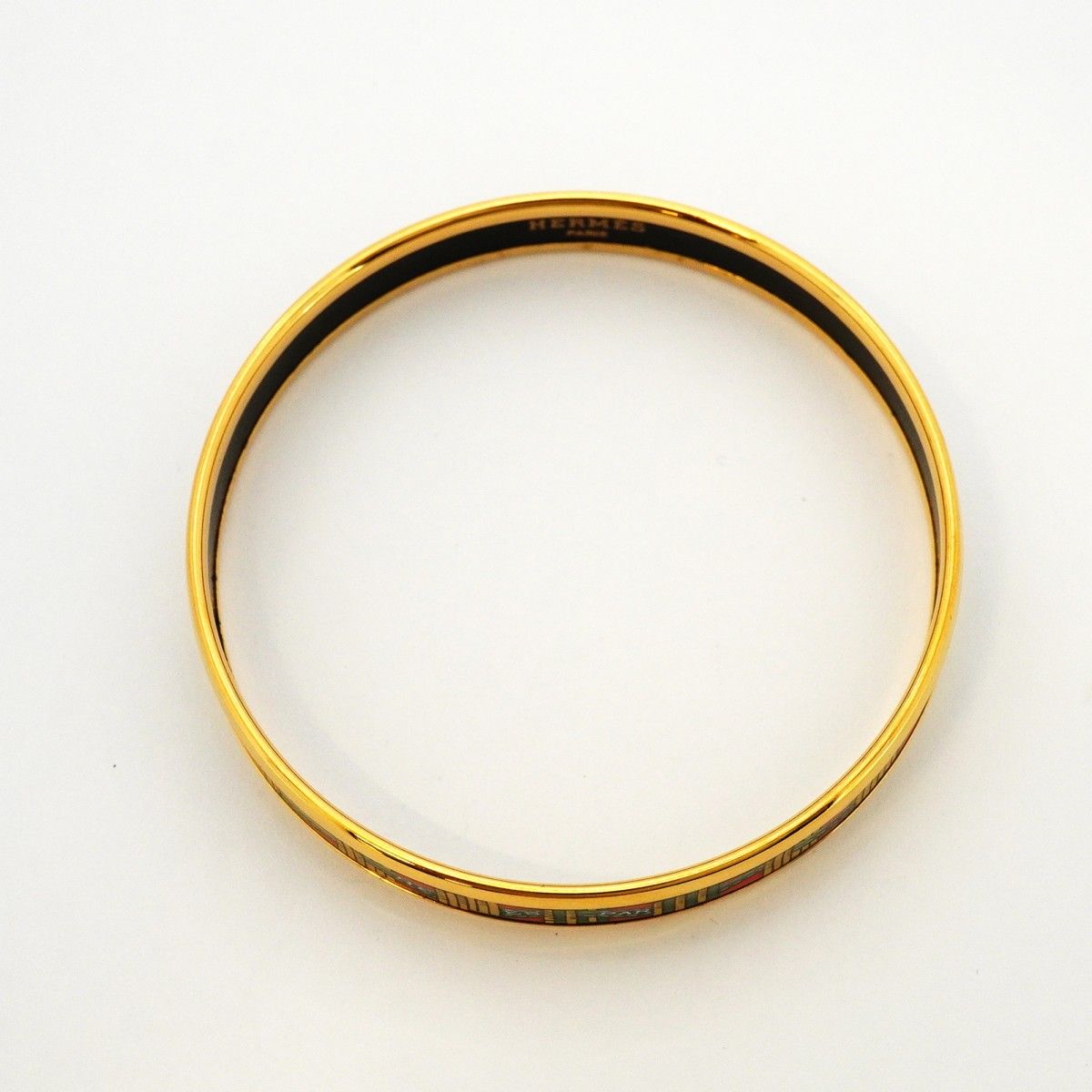 Hermes Bangle Enamel PM Gold Plated Cloisonne Multicolor Bracelet — view 3